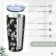 thumbnail image 4 of Daisy Flowers Tumbler 20oz Floral Stainless Steel Insulated Tumblers with Lid and Straw Black Travel Coffee Mug Tea Wine Cups Water Bottle Sport Gifts for Women, 4 of 6