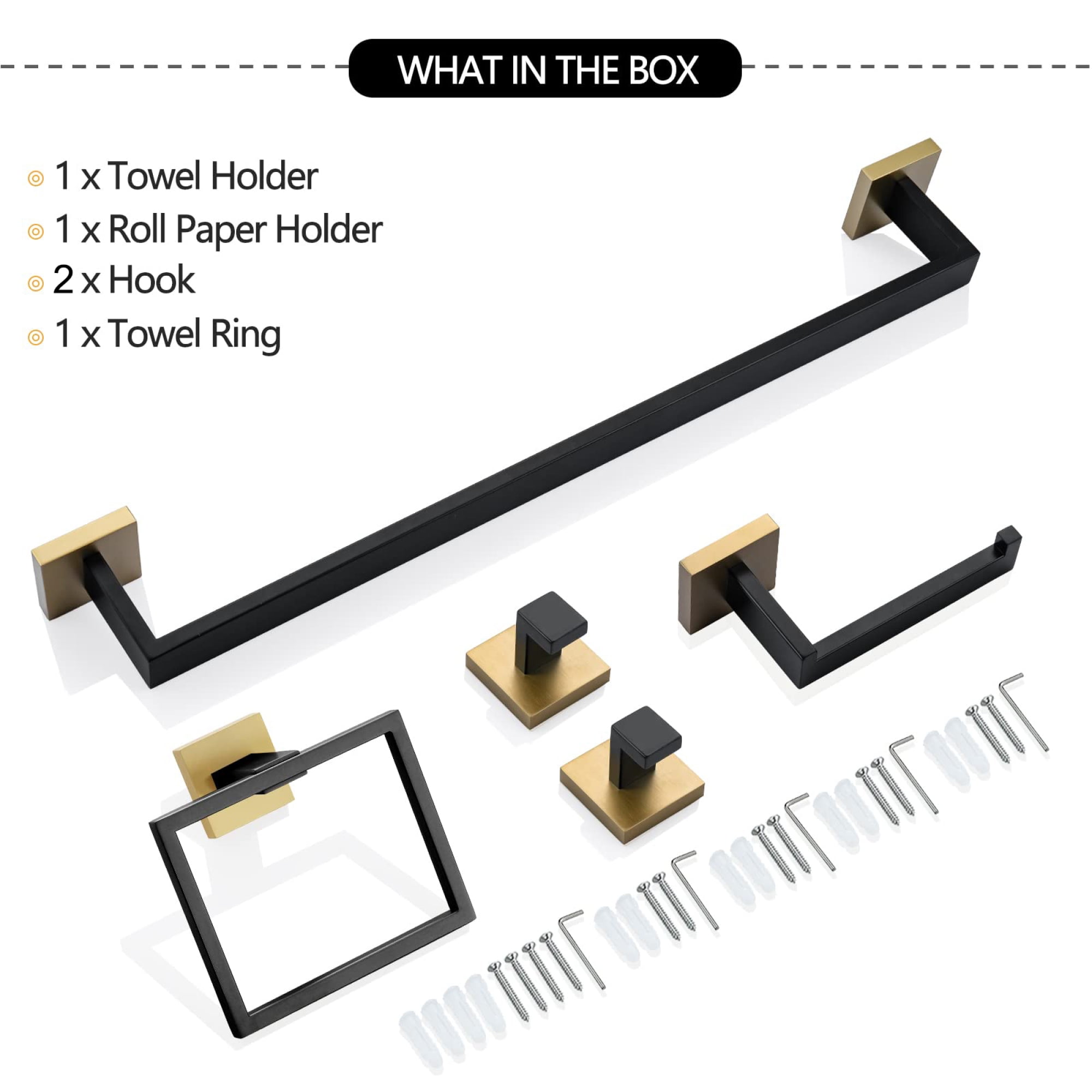 5 Pieces Bathroom Hardware Accessories Set Towel Bar Set Wall Mounted