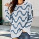 thumbnail image 4 of Gibobby Suéteres para mujer, Suéteres de otoño para mujer 2023 de manga larga a rayas de gran tamaño, suéter de punto casual de moda con cuello redondo(Azul,CH), 4 of 5