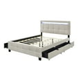 thumbnail image 6 of Queen Size Platform Bed with LED Frame,Linen Fabric Upholstered Platform Bed Frame with 4 Drawers for Bedroom,Beige, 6 of 7