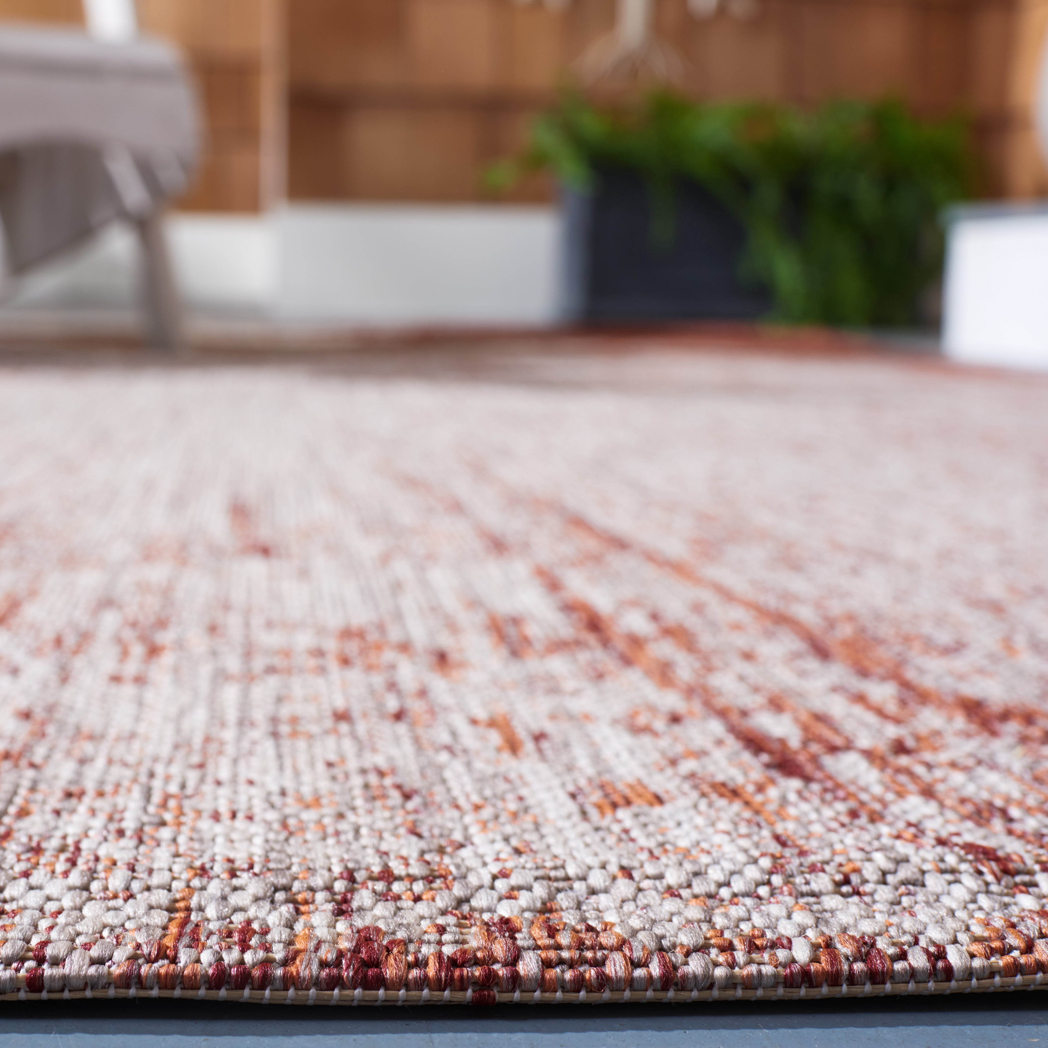 SAFAVIEH Courtyard Jaymz Radiant Indoor/Outdoor Runner Rug, Beige/Red, 2'3" x 8'