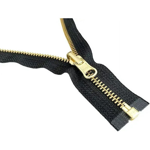 #5 Brass YKK Jacket Reversible Separating Zipper - Made in The United States (1 Zipper Per Pack) (12" Inches)