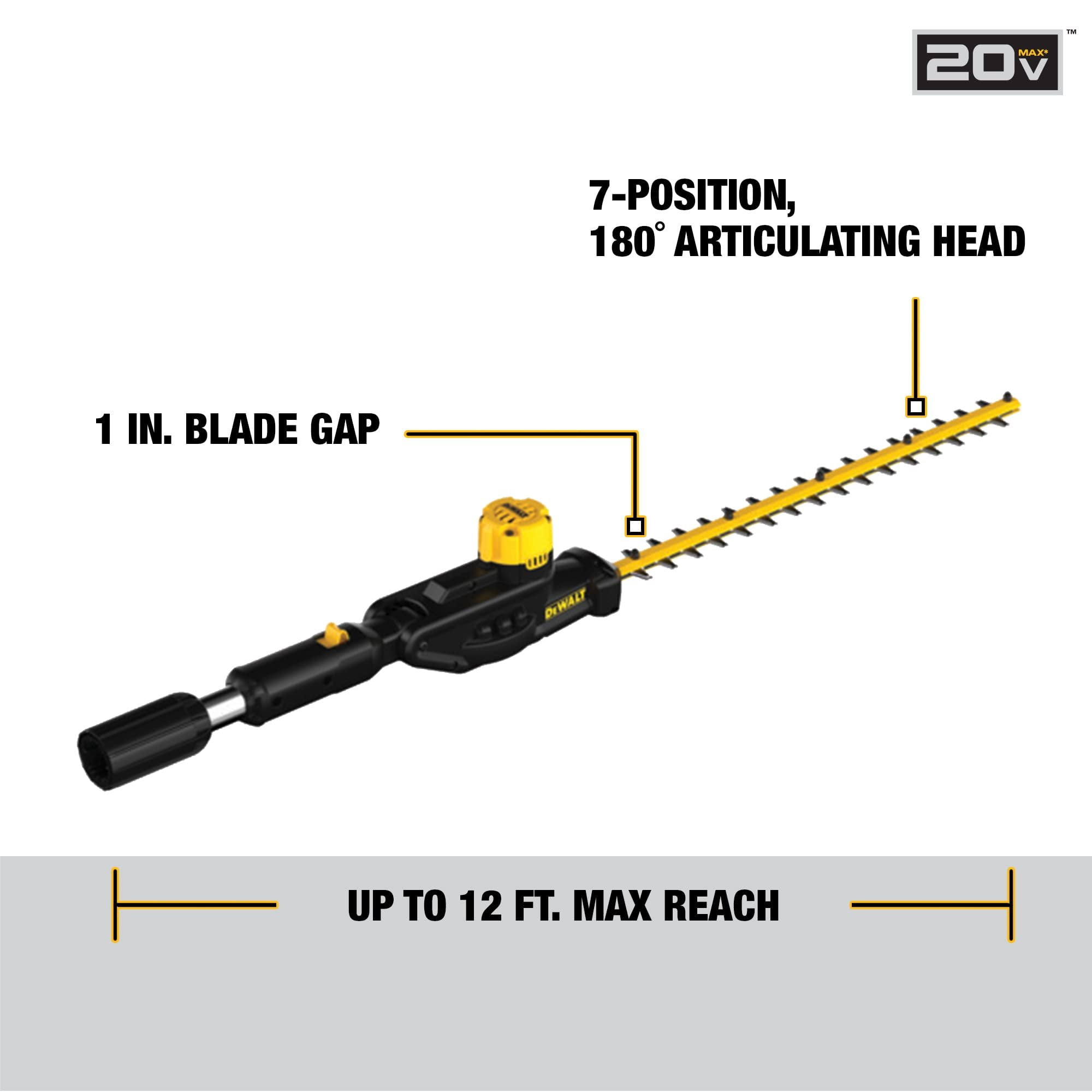 DEWALT 20V MAX Hedge Trimmer DCPH820B, Battery Powered - 22 In Blade, Tool Only