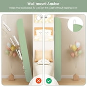 Homfa 4-Tier Wall Bookshelf, 43.7H Wall Mounted Kids Bookshelf, Book Storage Rack for Kids Room, Green