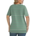 thumbnail image 4 of TQWQT Women Plus Size Tops 4x-5x Sexy Short Sleeve Tunic Tops Striped Color Block Graphic Tees V Neck Criss Cross T Shirts Loose Fit Casual Summer Clothes 2XL, 4 of 5