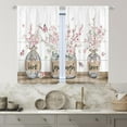 thumbnail image 2 of Spring Pink Kitchen Curtains 27.5Wx39H Inch Rod Pocket Rustic Sakura Floral Farmhouse Cherry Blossom Plant Country Flower Butterfly Printed Living Room Bedroom Window Drapes Fabric 2 Panels, 2 of 4