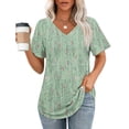 thumbnail image 2 of Summer Fashion Shirts for Womens Plus Size V- Neck Printed Casual Pullover With Short Sleeves, 2 of 5