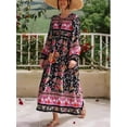 thumbnail image 6 of Vintage Chic Women Long Sleeve Tie Neck Ethnic Multi Floral Print Beach Bohemian Maxi Dresses Ladies Rayon Boho Dress Vestidos, 6 of 6