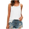 thumbnail image 2 of Eiyaclvo Tank Tops for Women Summer 2024 Fashion Square Neck Pleated Tops Sleeveless Solid Color Wide Strap Shirts Loose Fit Going Out Tank Tops, 2 of 8