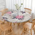 thumbnail image 3 of Round Fitted Tablecloth with Elastic Edges Fits 36"-44" Round Tables Pioneer Colorful Floral Waterproof Table Cover Washable Indoor and Outdoor for Party Kitchen Dinner Banquet Patio Picnic, 3 of 7