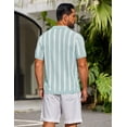 thumbnail image 3 of COOFANDY Men's Knit Shirts Short Sleeve Button Down Polo Shirt Striped Casual Summer Beach Shirts, 3 of 6
