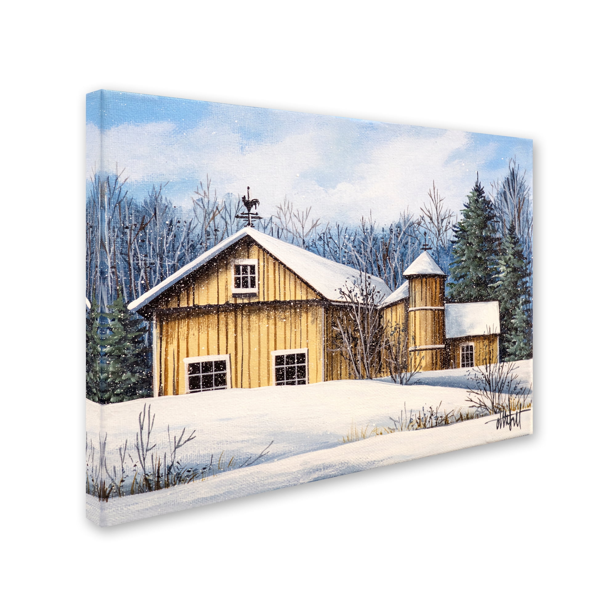 Trademark Fine Art 'Yellow Barn Winter sm' Canvas Art by Debbi Wetzel