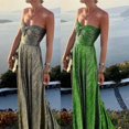 thumbnail image 3 of Champagne Metallic Strapless Evening Gown With Ruched Bodice And Maxi Skirt, 3 of 12