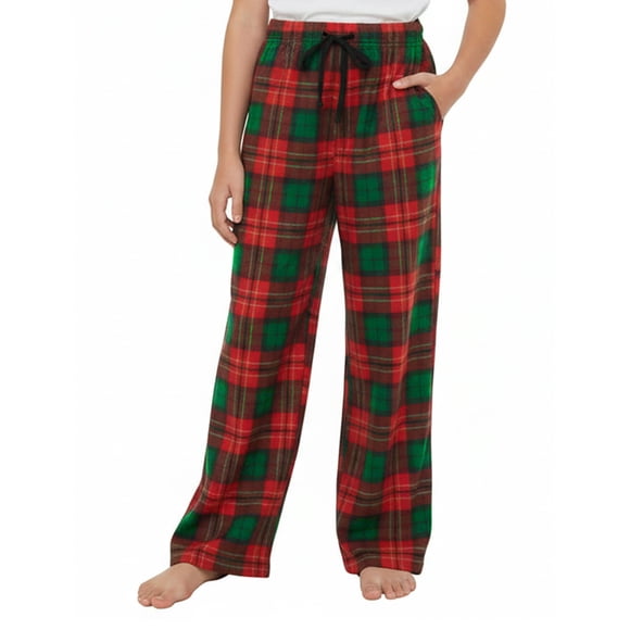 Pantalones de pijama PATPAT a cuadros navideños para niñas, tallas 7-8 años