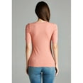 thumbnail image 3 of Emmalise Women's Slim Athletic Fit Vneck Tshirt Half Sleeves Top Plus Size (Dusty Salmon, 1xl), 3 of 6