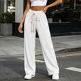 thumbnail image 4 of Ltctricy Ribbed Wide Leg Pants for Women Drawstring Comfy Yoga Pants Casual Loose Elastic Waisted Lounge Pants(White,One Size), 4 of 6