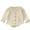 thumbnail image 2 of hengsof Chemise de Base en Tricot Doux pour Enfants, Chemise à Boutons avec Manches Roulées Confortables, Tenue Décontractée Quotidienne, 2 of 5