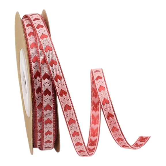 1 Roll Valentine's Day Ribbon, Wide Heart Print Thin Grosgrain Ribbon for Crafts Valentine's Day Gift Wrapping DIY Wedding Anniversary Decorations 0.23" x 32.8ft