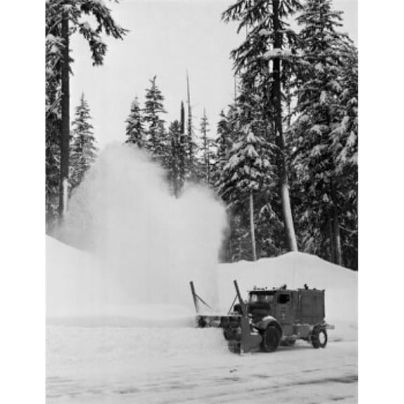 Snowplow on a Road Washington State USA Poster Print - 18 x 24 in.