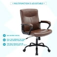 thumbnail image 4 of XINMICS Ergonomic Office Chair, Adjustable PU Leather Computer Chair with Padded Armrests, Brown, 4 of 7