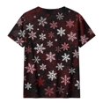 thumbnail image 4 of CLOISE Womens Short Sleeve Shirts Plus Size Christmas Snowflake Crew Neck Pullover Short Sleeve Tee Tops Slim Festive Holiday Photos Clothing L, 4 of 6