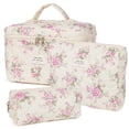 thumbnail image 1 of Bolsa de maquillaje Honitty, bolsas acolchadas para cosméticos, diseño floral, juego de 3, 1 of 6