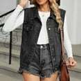 thumbnail image 3 of Oplxuo Women's Denim Vest Classic Button Down Sleeveless Jean Jackets Fall Retro Washed Outerwear with Pockets, 3 of 3