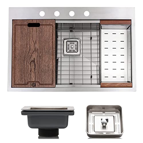 Strictly Sinks 33 Topmount Kitchen Workstation Sink Silver Single Bowl