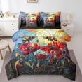 thumbnail image 1 of Honey Bee Comforter Set King,Red Poppy Flowers Rustic Garden Botanical Bedding Set,Artistic Stained Glass Style Patchwork Bed Set 7 Pieces(Comforter+Fitted+Flat Sheet+Pillowcase+Pillow Cover), 1 of 5