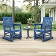 thumbnail image 4 of Ktaxon Patio Glider Chair, Floral Backrest, Side Cup Holder, Fir Wood, 28in, Blue, 4 of 9
