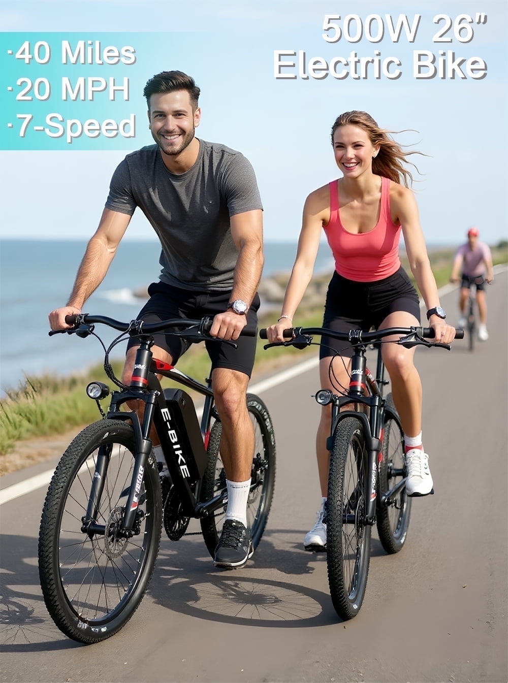 APYEAR Electric Bike for Adults,26" E-Mountain Bicycle,18-30+ Miles,48V Battery,20Mph,750W Peak Electric Bicycles UL 2849