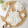 thumbnail image 2 of Girls' Jumpsuits Rompers Summer Bodysuits Floral Sleeveless Romper Casual Outfit Breathable Daily Wear Onesies Beige 9 Months-12 Months, 2 of 7