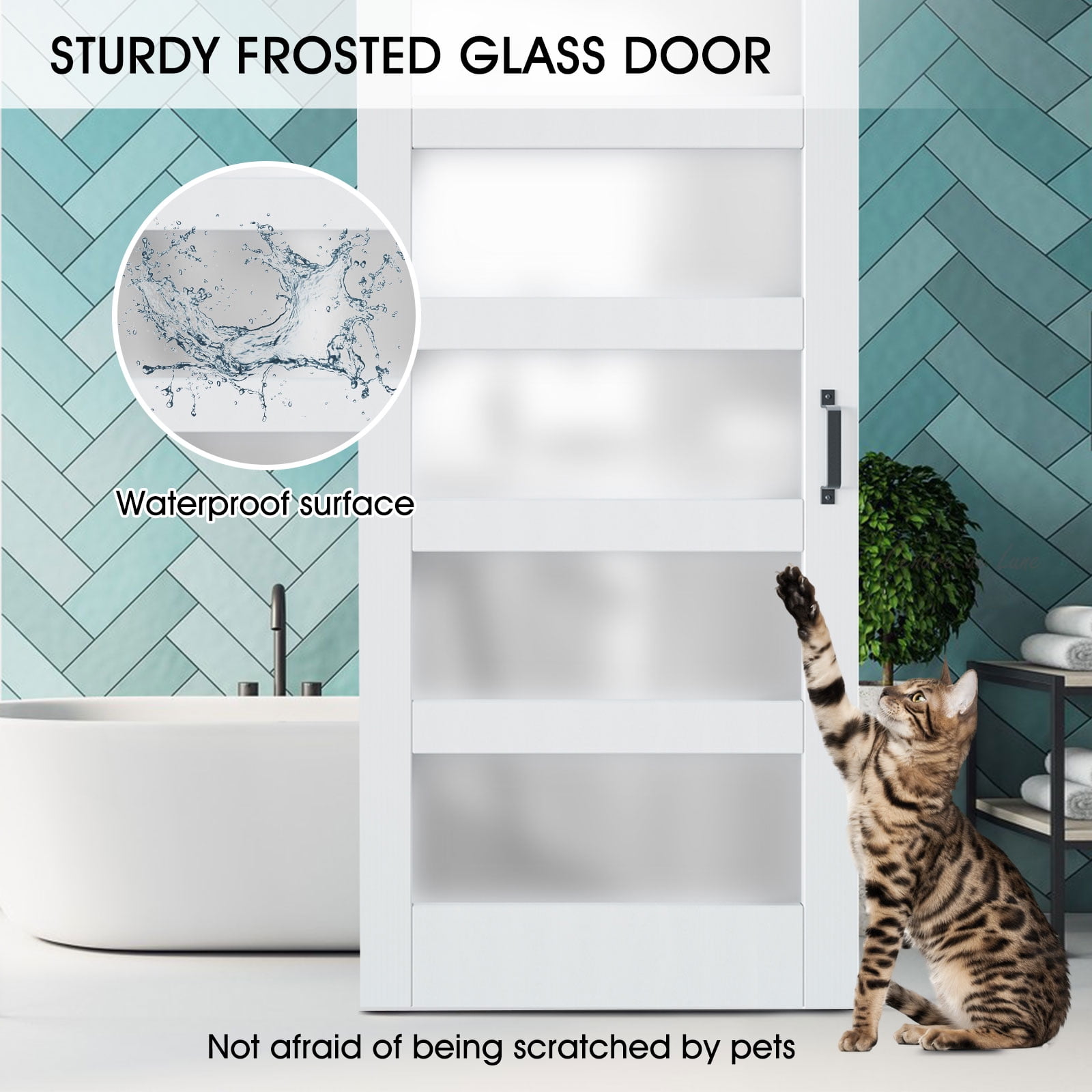 Buy TENONER DIY Glass Sliding Barn Door, 42 inches x 84 inches,White