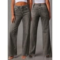 thumbnail image 5 of EMMIOL Women's High-Waisted Seamed Wide-Leg Jeans Stretchy Vintage Washed Denim Pants Casual Y2K Streetwear Trousers, 5 of 8