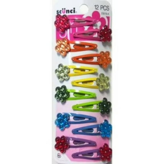 Scunci Girls Assorted Flower Clips Assorted Colors 12ct