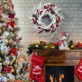 thumbnail image 5 of Ataucjin 18" Artificial Christmas Wreath Snow Flocked White Winter Wreath With Pine Cones Berries Apples Christmas Decoration For Front Door Fireplace Table Centerpiece Home, 5 of 7
