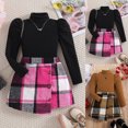 thumbnail image 2 of Splozh Newborn Outfits Baby Girl Fashion, Skirt Sets 2 Piece Outfits Square Neck Puff Sleeve Tops Plaid Mini Skirt Shorts Fall Winter Clothes,Black,6-7 Years, 2 of 9