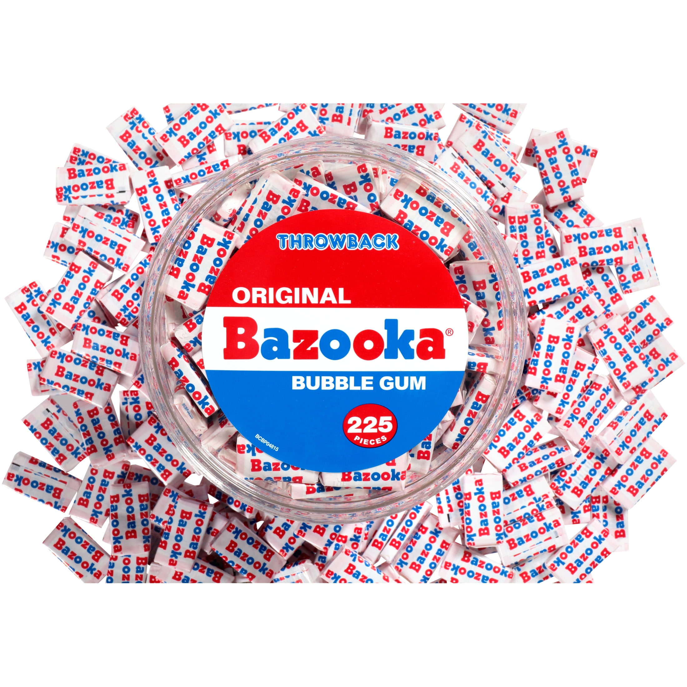 Bazooka Bubble Gum Individually Wrapped, Original Flavor, Gluten-Free, Bulk, 225 Pieces