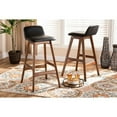 thumbnail image 6 of Baxton Studio Darrin Mid-Century Modern Black Faux Leather Upholstered and Walnut Brown Finished Wood 2-Piece Bar Stool, 6 of 7