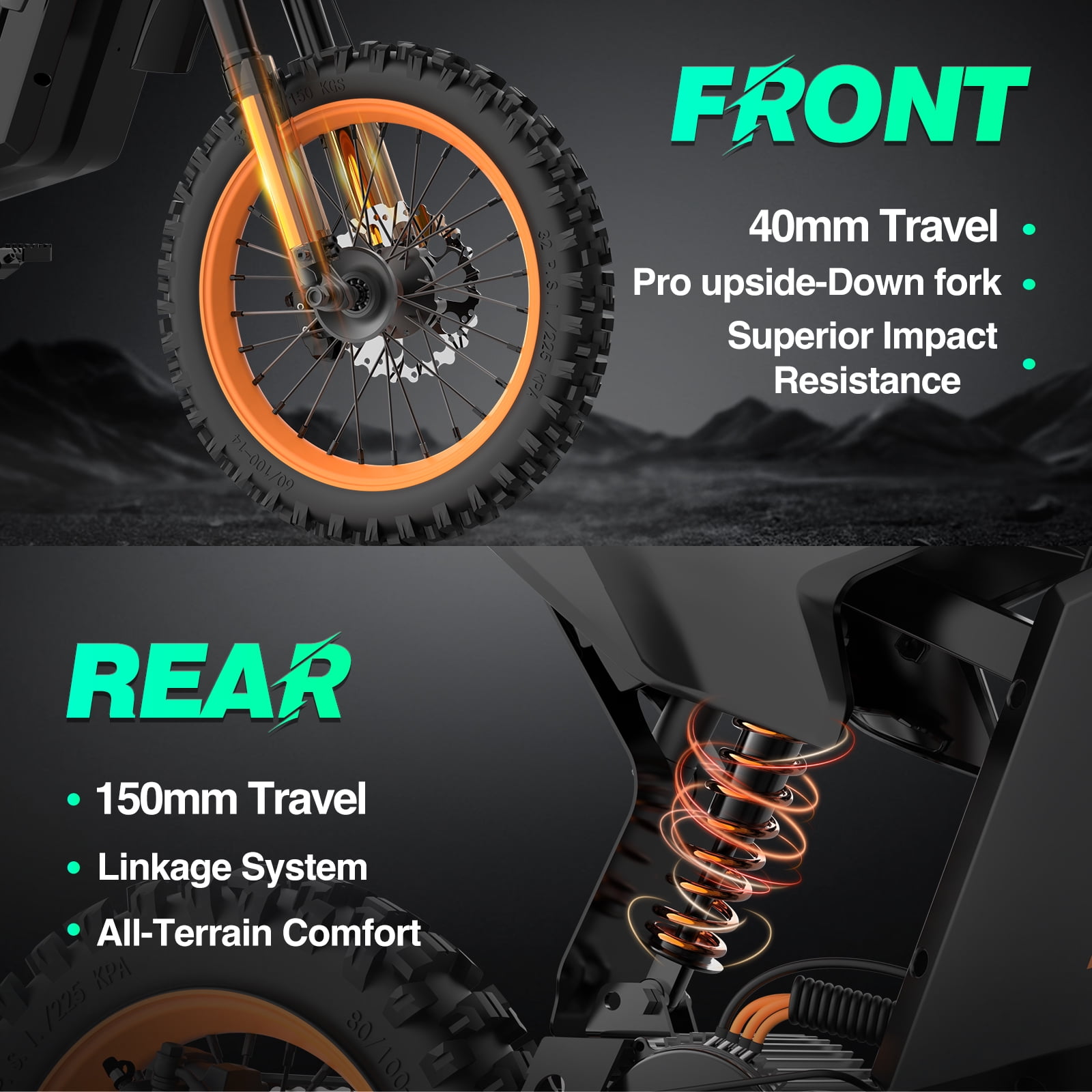 3000W Off-Road Electric Motorcycle, 60 Miles Long Range, 48V 30Ah Battery, 14" Fat Tire Trail Bike for Teens UL2849 Certified