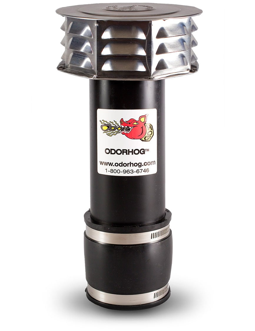 OdorHog Metal Cap Clamp On Vent Stack Pipe Filter 3", Black ABS