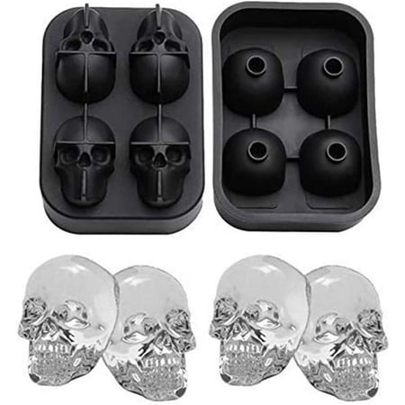 

Skull Silicone Ice Cube Mold Tray Creative 3D Skull Ice Cube Maker Food Grade Flexible Ice Cube Maker with Mini Funnel for Chilling Bourbon Whiskey Cocktail Chocolate etc