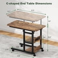 thumbnail image 3 of iSunirm Height Adjustable C Shaped End Table with Charging Station, Mobile Laptop Side Table with USB Ports, 2-tier Sofa Couch Table with Storage Shelf, for Living Room, Bedroom, Rustic Brown, 3 of 8
