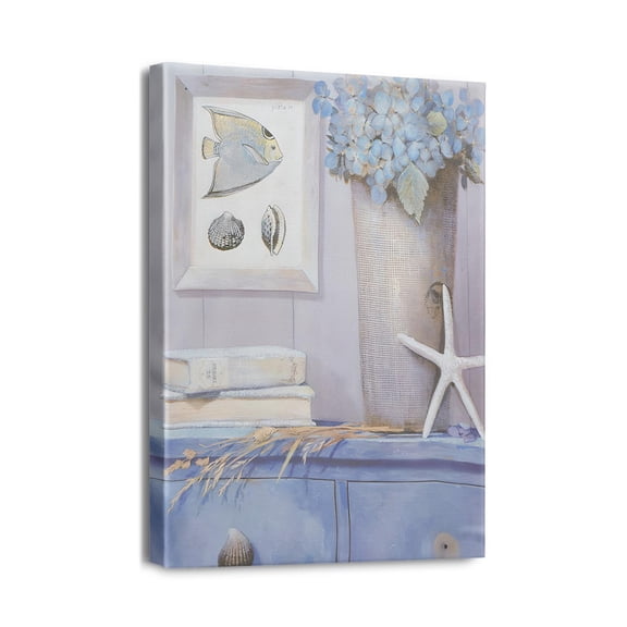 Innovative Bathroom Decor Wall Art 12X16inch Blue-White Floral Canvas Prints with Bath Towel & Pink Poppy Vase, Farmhouse Flower Pictures Framed Artwork Ideal for Bedroom Decor