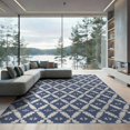thumbnail image 2 of ODIKA 6'x9' Blue White Geometric Diamond Design Washable Area Rug Intricate Handwoven Pattern with Modern Flair Non-Slip, Easy Care, for Family Room, Living Mater Bedroom, 2 of 7