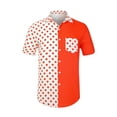 thumbnail image 5 of INSPIRE CHIC Men's Summer Polka Dots Short Sleeves Button Down Patchwork Shirt S Red, 5 of 7