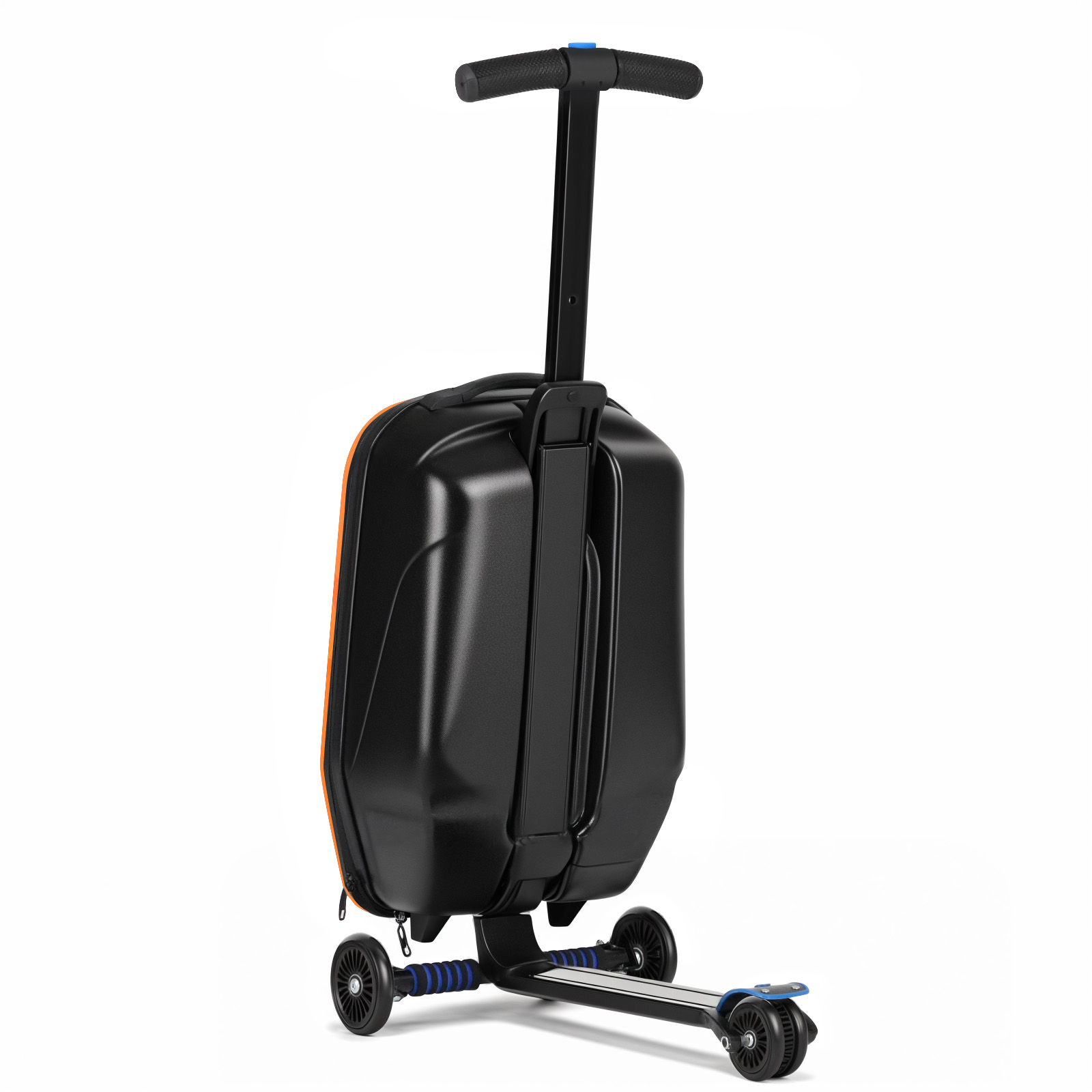 Advwin Scooter Luggage for Kids & Adults, Hardside Ride on Suitcase for Kids Ages 4-15 Multifunctional Lightweight Foldable Carry on Luggage with Wheels Ride on for Children Teenagers, Orange