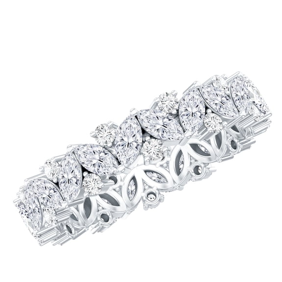 Rosec Jewels Lab Created Diamond Wedding Ring - Classic Full Eternity Band Ring - EF-VS Quality, 925 Sterling Silver, US 4.00