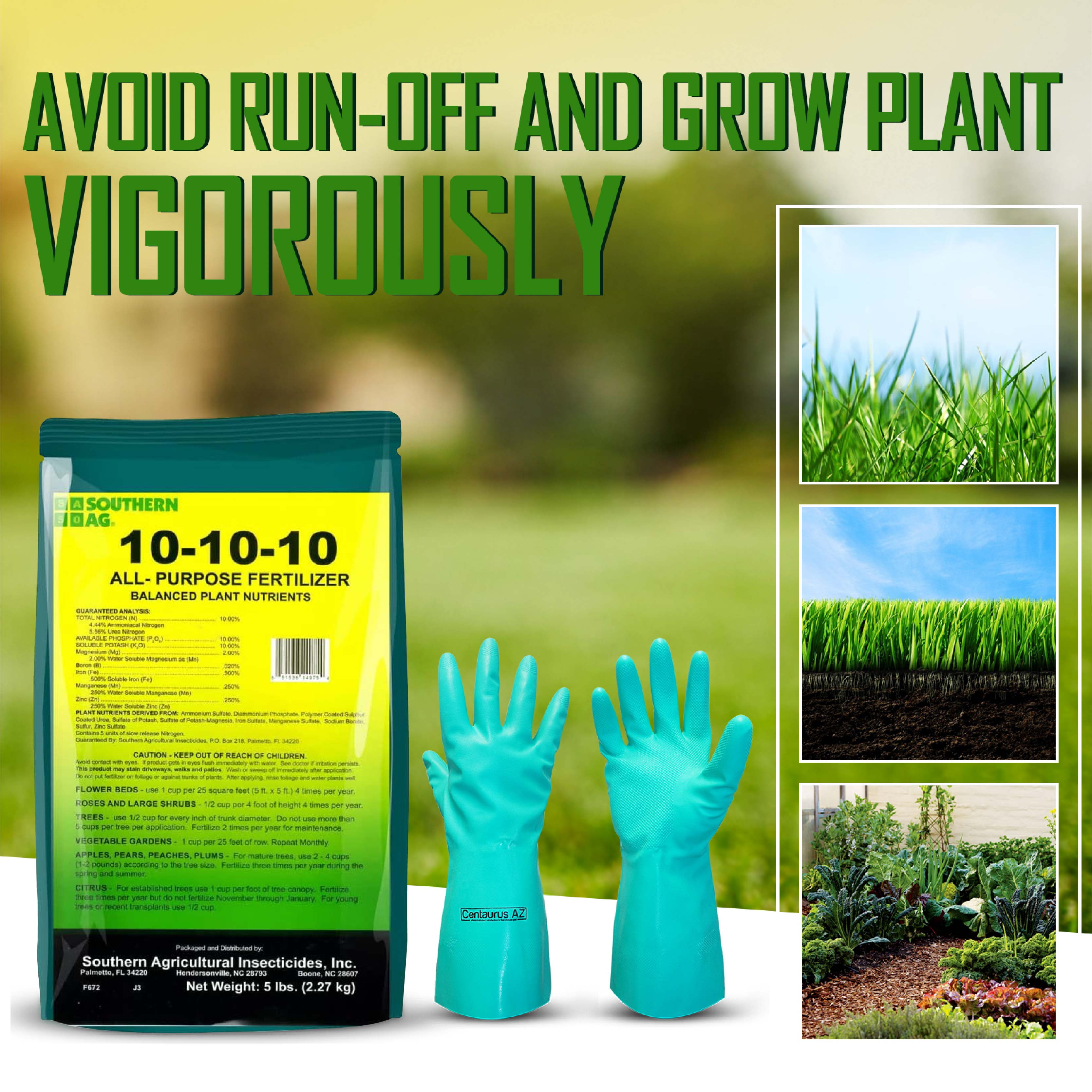 All Purpose Fertilizer 10 10 10, Southern Ag, 5lbs Available with Centaurus AZ Gloves