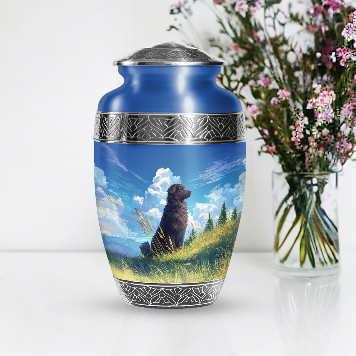 SABURIAL Dog Urn - Unqiue Funeral Urn For Female Ashes - Handmade Tribute Urns For Mom Ashes - Beautiful Urns For Human Remains - 10 Inch Large With Velvet Bag
